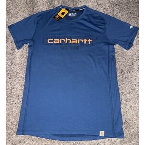Carhartt Men's Force Relaxed Fit Midweight Short Sleeve Logo T-shirt Blue Size S